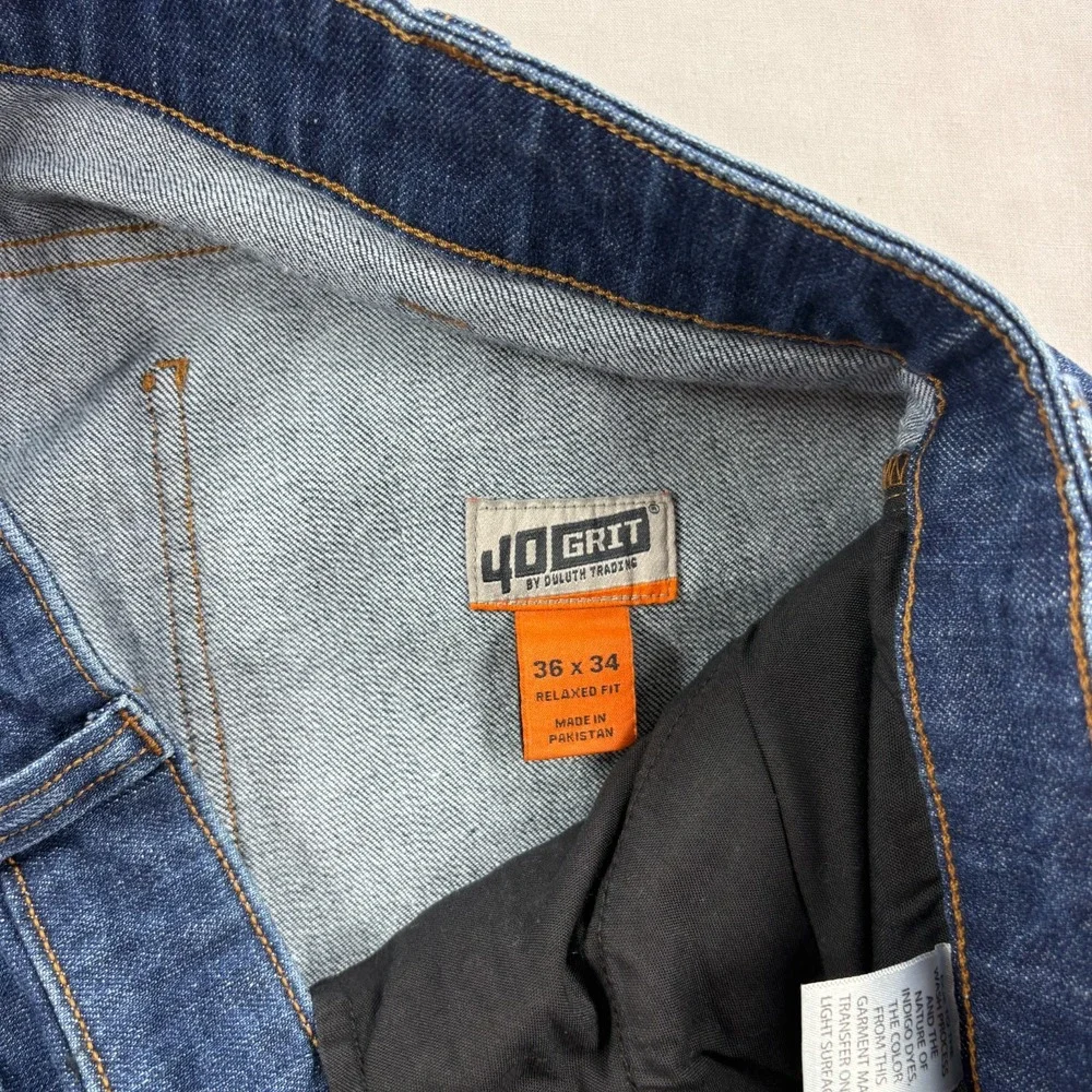 40 Grit Jeans Mens 36x34 Blue Duluth Trading Co Stretch Workwear Straight Leg
